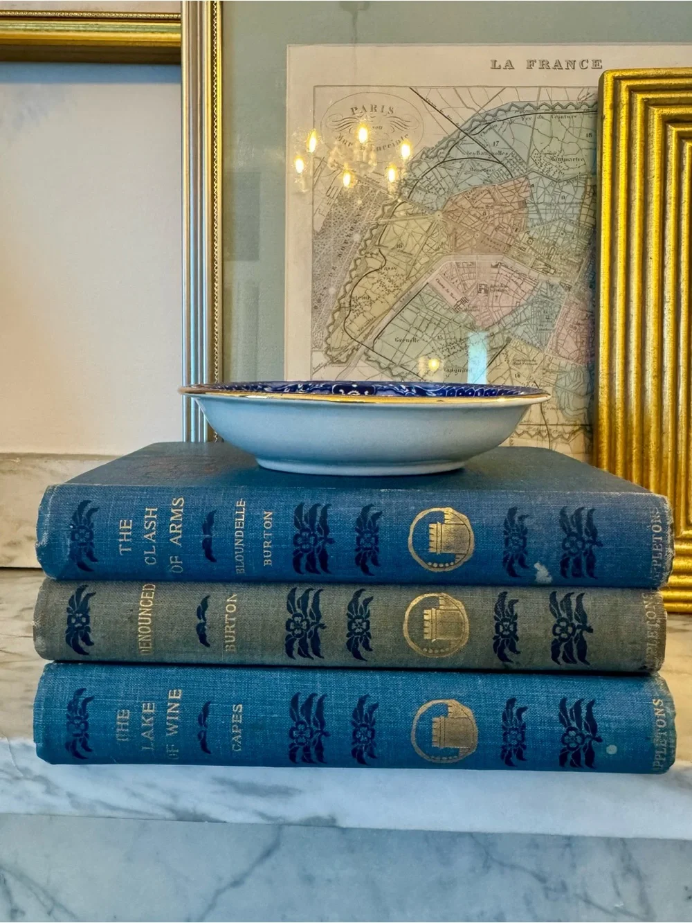 Blue Decorative Stacked Antique Books 1896 to 1898